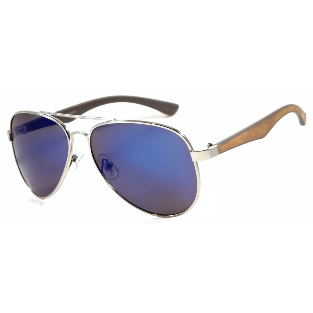 Retro Aviator Sunglasses Revor Vintage Wood Frame